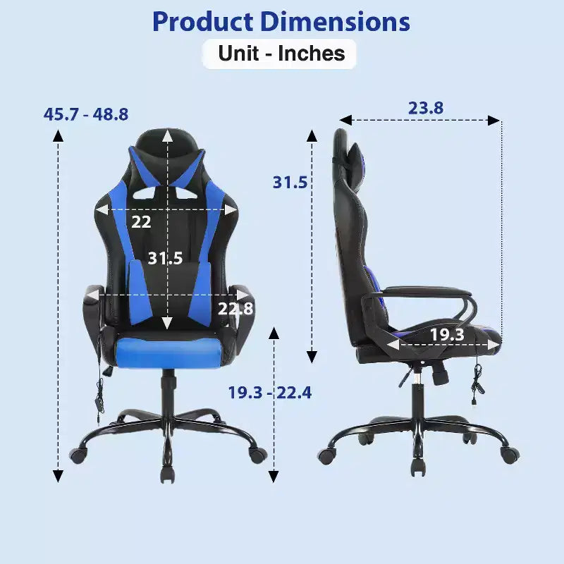 Silla de oficina cómoda y elegante FDW Gaming Chiar con masaje, soporte lumbar ajustable, giro de 360 grados y ruedas de deslizamiento suave