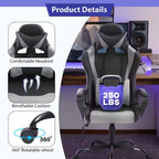 Silla de oficina cómoda y elegante FDW Gaming Chiar con masaje, soporte lumbar ajustable, giro de 360 grados y ruedas de deslizamiento suave