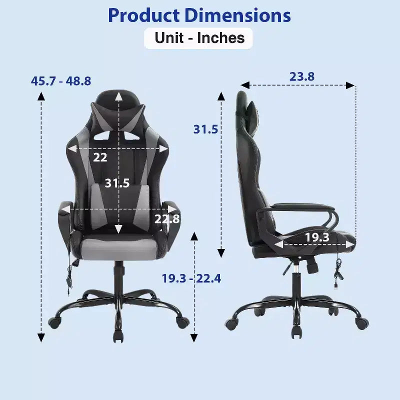 Silla de oficina cómoda y elegante FDW Gaming Chiar con masaje, soporte lumbar ajustable, giro de 360 grados y ruedas de deslizamiento suave