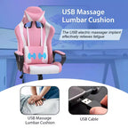 Silla de oficina cómoda y elegante FDW Gaming Chiar con masaje, soporte lumbar ajustable, giro de 360 grados y ruedas de deslizamiento suave