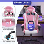 Silla de oficina cómoda y elegante FDW Gaming Chiar con masaje, soporte lumbar ajustable, giro de 360 grados y ruedas de deslizamiento suave