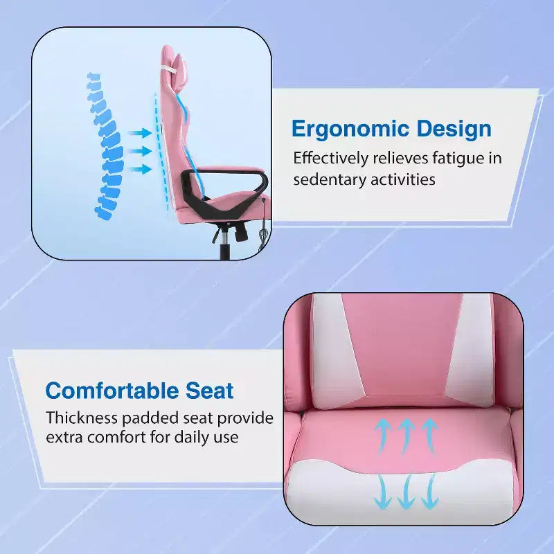 Silla de oficina cómoda y elegante FDW Gaming Chiar con masaje, soporte lumbar ajustable, giro de 360 grados y ruedas de deslizamiento suave