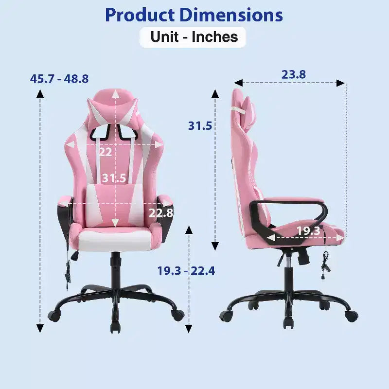 Silla de oficina cómoda y elegante FDW Gaming Chiar con masaje, soporte lumbar ajustable, giro de 360 grados y ruedas de deslizamiento suave
