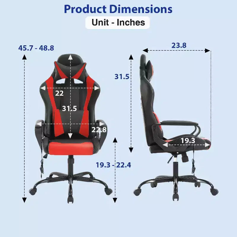 Silla de oficina cómoda y elegante FDW Gaming Chiar con masaje, soporte lumbar ajustable, giro de 360 grados y ruedas de deslizamiento suave
