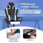 Silla de oficina cómoda y elegante FDW Gaming Chiar con masaje, soporte lumbar ajustable, giro de 360 grados y ruedas de deslizamiento suave