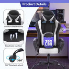 Silla de oficina cómoda y elegante FDW Gaming Chiar con masaje, soporte lumbar ajustable, giro de 360 grados y ruedas de deslizamiento suave