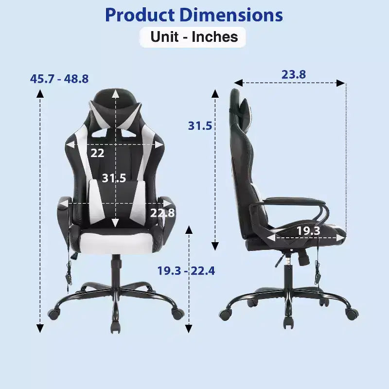 Silla de oficina cómoda y elegante FDW Gaming Chiar con masaje, soporte lumbar ajustable, giro de 360 grados y ruedas de deslizamiento suave