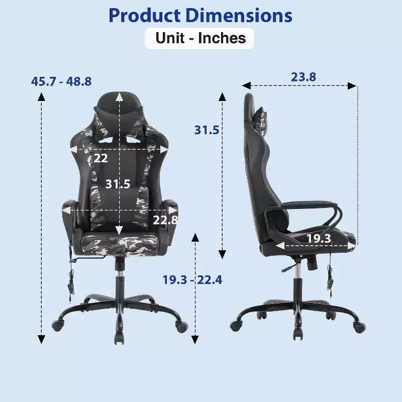 Silla de oficina cómoda y elegante FDW Gaming Chiar con masaje, soporte lumbar ajustable, giro de 360 grados y ruedas de deslizamiento suave