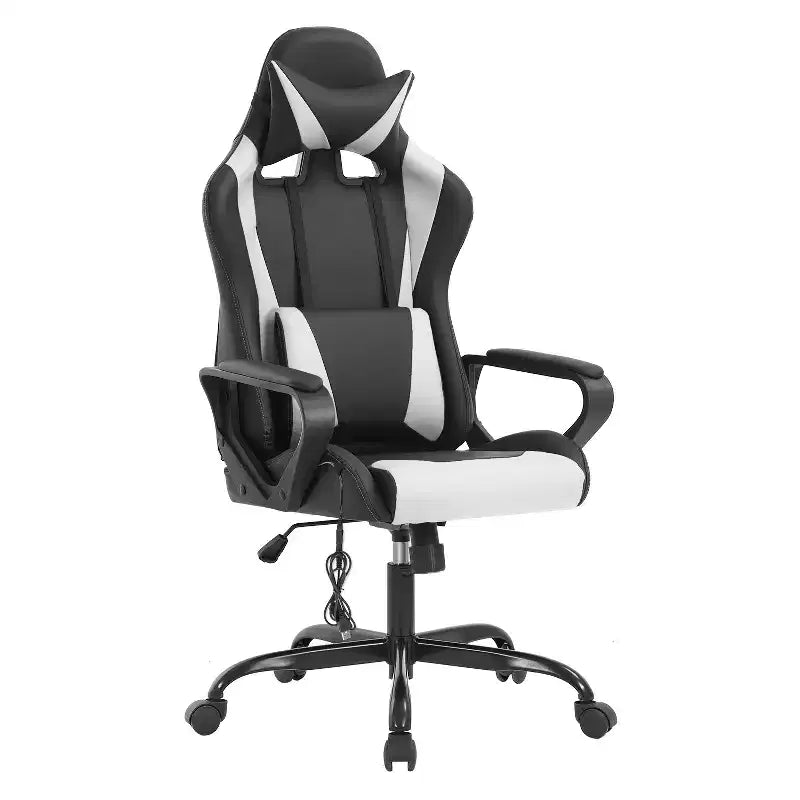 Silla de oficina cómoda y elegante FDW Gaming Chiar con masaje, soporte lumbar ajustable, giro de 360 grados y ruedas de deslizamiento suave
