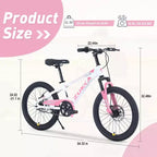 Bicicletas, Bicicleta Híbrida de Carretera para Niños de 20 Pulgadas para Niños Pequeños de 7 a 10 Años, Bicicleta Urbana de Acero, Bicicleta Urbana de Carretera de Una Sola Velocidad para Niños y Niñas