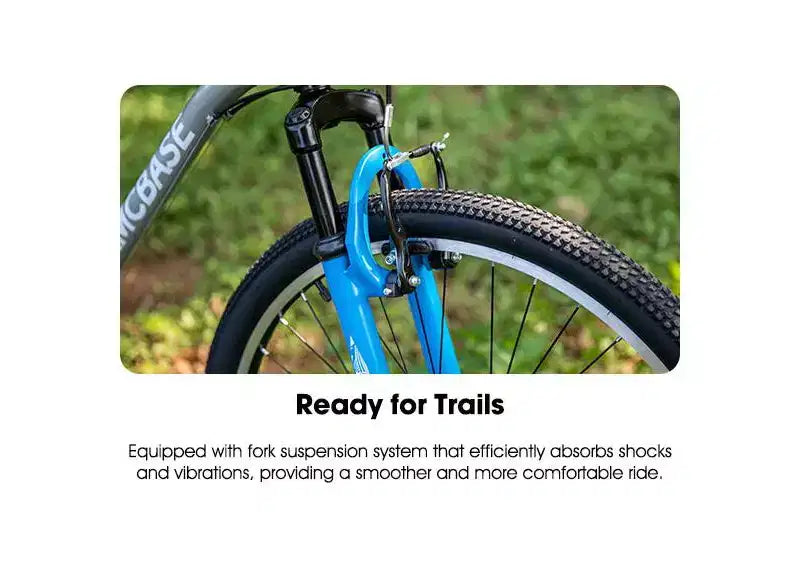 BAMCBASE Agave Mountain Bike, Bicicleta de Montaña para Hombres y Mujeres con 21 Velocidades, Cuadro de Acero de Alta Resistencia, Freno en V, Bicicleta Rígida para Adultos