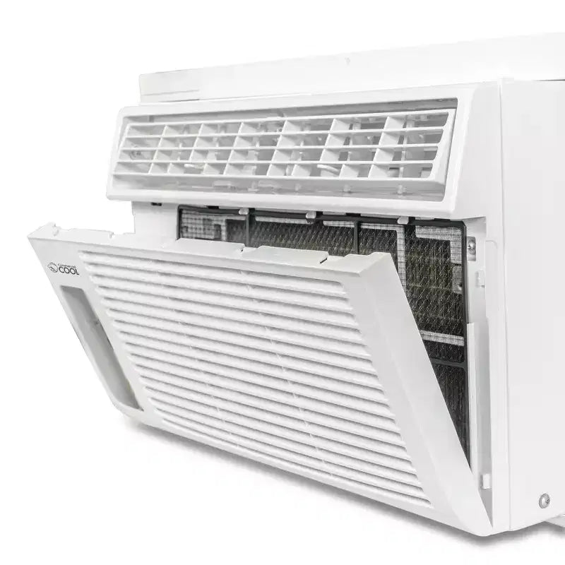 Acondicionador de aire de ventana Commercial Cool de 8000 BTU, enfría hasta 32.5 metros cuadrados, unidad de aire acondicionado con control remoto, 3 velocidades de enfriamiento y función de solo ventilador, blanco