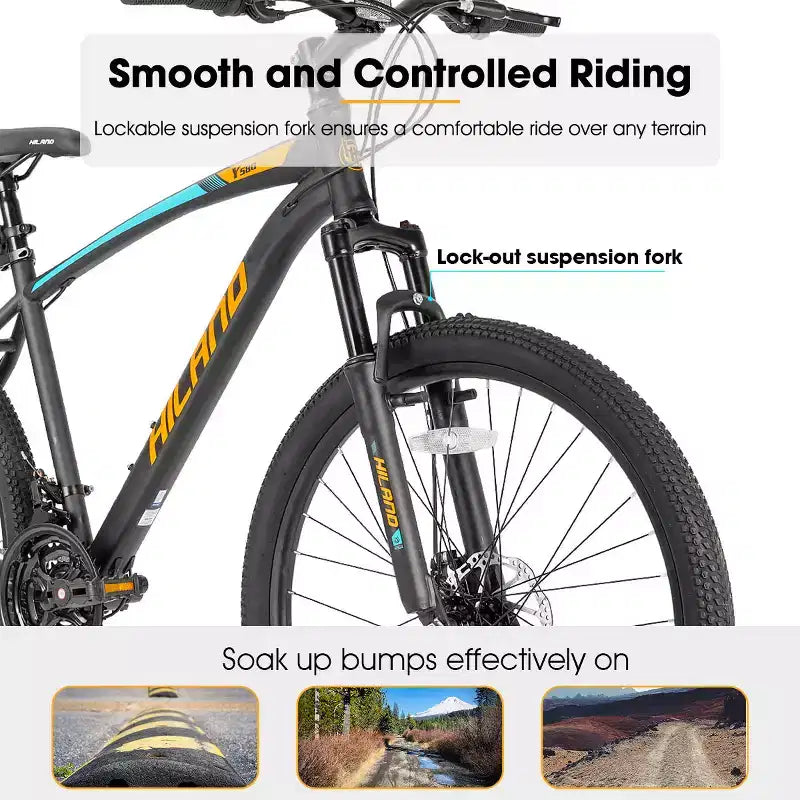 Bicicleta de montaña HILAND Ridge de 26 y 27.5 pulgadas para hombre, 21 velocidades