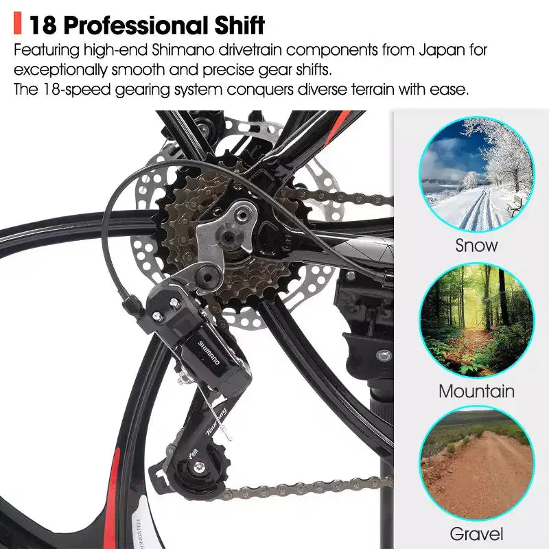Bicicleta de montaña HILAND 26 para hombre y mujer, rueda de 3/6/multirrayos, 18 velocidades