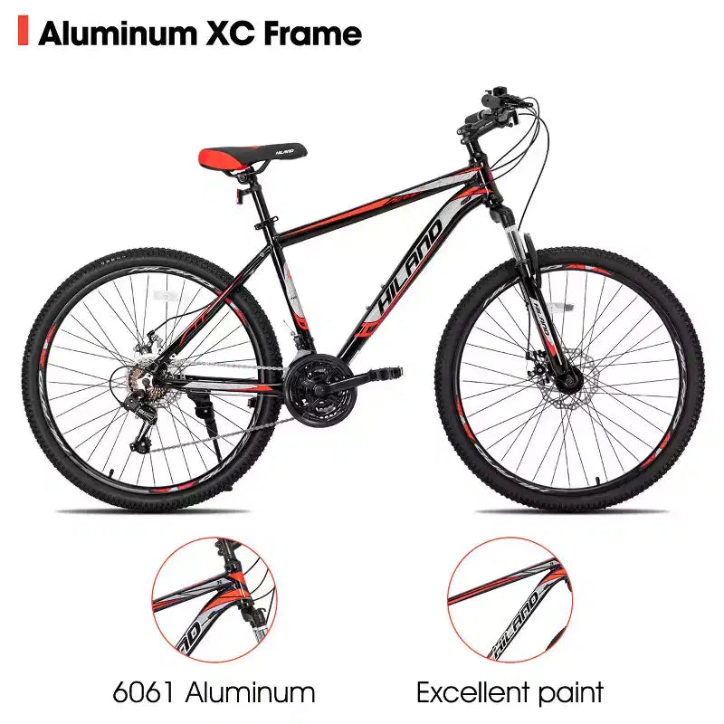 Bicicleta de montaña HILAND 26 para hombre y mujer, rueda de 3/6/multirrayos, 18 velocidades