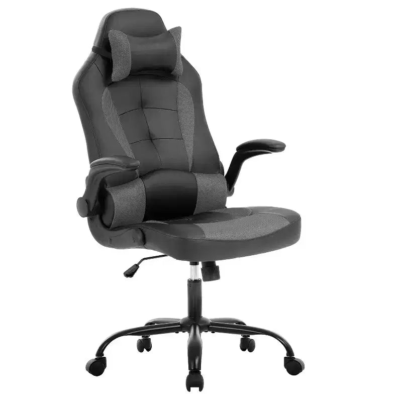 Silla de oficina para juegos BestMassage, silla de escritorio para ordenador con soporte lumbar y reposacabezas ajustable, y silla de jugador de piel sintética para adultos