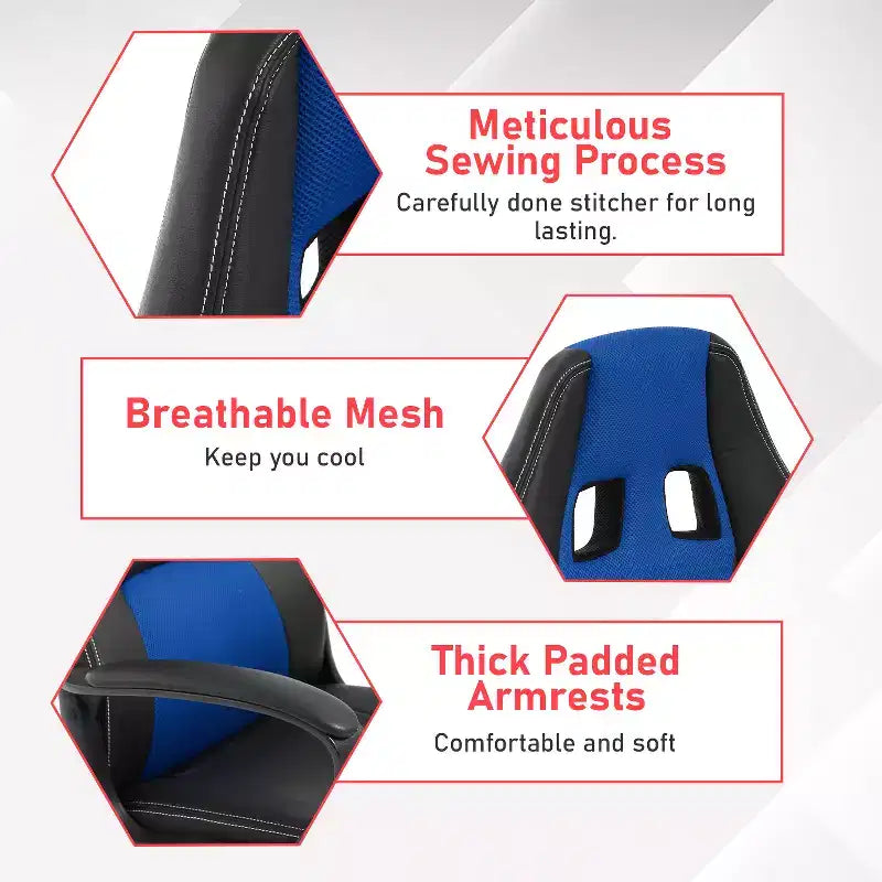 Silla de juego BestMassage Silla de oficina con soporte lumbar Altura ajustable Silla ejecutiva de cuero sintético para mujeres, hombres y adultos