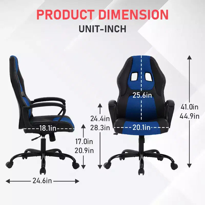 Silla de juego BestMassage Silla de oficina con soporte lumbar Altura ajustable Silla ejecutiva de cuero sintético para mujeres, hombres y adultos