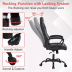 Silla de juego BestMassage Silla de oficina con soporte lumbar Altura ajustable Silla ejecutiva de cuero sintético para mujeres, hombres y adultos