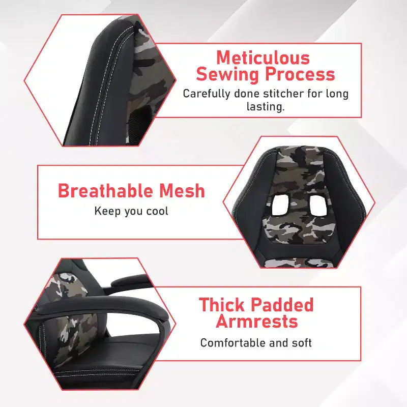 Silla de juego BestMassage Silla de oficina con soporte lumbar Altura ajustable Silla ejecutiva de cuero sintético para mujeres, hombres y adultos