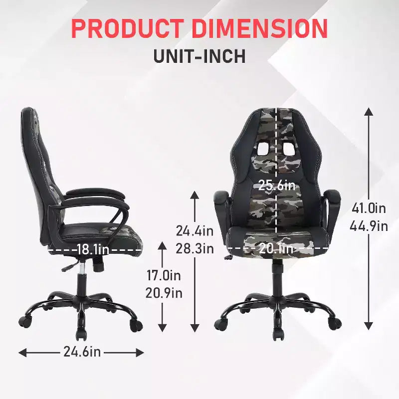 Silla de juego BestMassage Silla de oficina con soporte lumbar Altura ajustable Silla ejecutiva de cuero sintético para mujeres, hombres y adultos