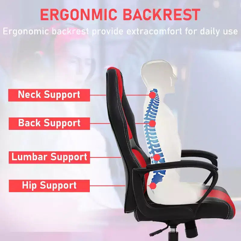 Silla de juego BestMassage Silla de oficina con soporte lumbar Altura ajustable Silla ejecutiva de cuero sintético para mujeres, hombres y adultos