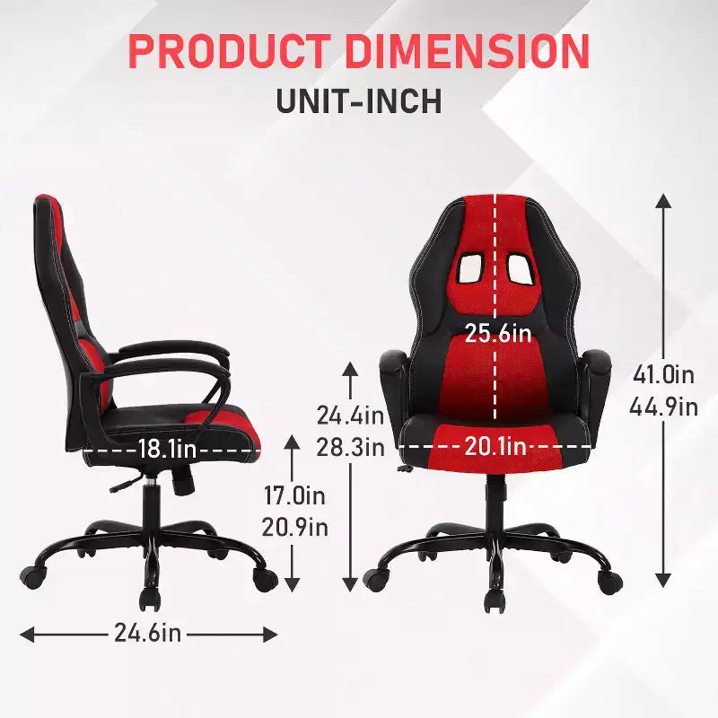 Silla de juego BestMassage Silla de oficina con soporte lumbar Altura ajustable Silla ejecutiva de cuero sintético para mujeres, hombres y adultos
