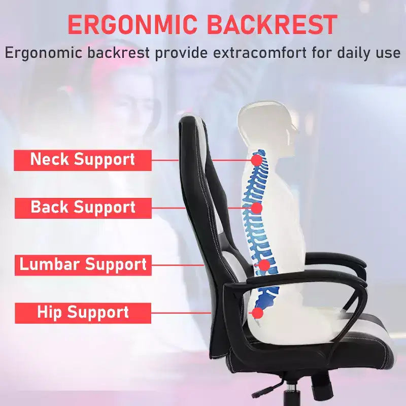 Silla de juego BestMassage Silla de oficina con soporte lumbar Altura ajustable Silla ejecutiva de cuero sintético para mujeres, hombres y adultos