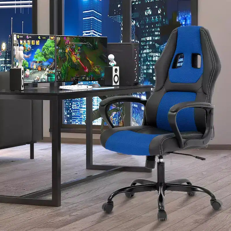 Silla de juego BestMassage Silla de oficina con soporte lumbar Altura ajustable Silla ejecutiva de cuero sintético para mujeres, hombres y adultos