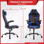 FDW Silla Gaming Silla de Oficina con Soporte Lumbar Silla de Videojuegos de Cuero PU para Adultos