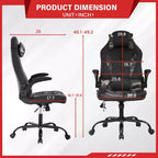 FDW Silla Gaming Silla de Oficina con Soporte Lumbar Silla de Videojuegos de Cuero PU para Adultos