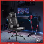 FDW Silla Gaming Silla de Oficina con Soporte Lumbar Silla de Videojuegos de Cuero PU para Adultos