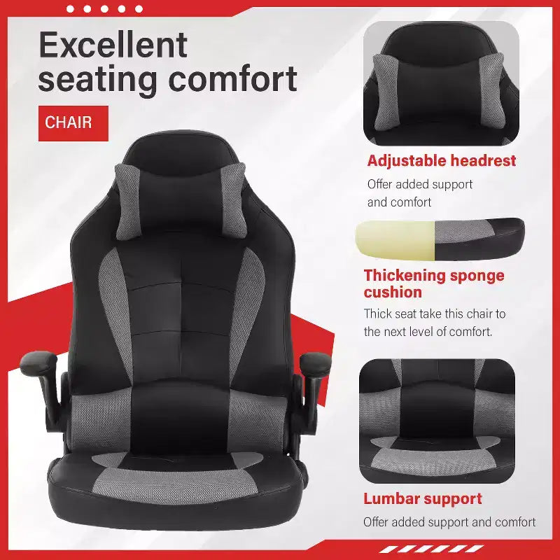 FDW Silla Gaming Silla de Oficina con Soporte Lumbar Silla de Videojuegos de Cuero PU para Adultos