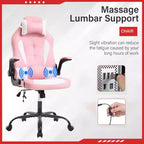 FDW Silla Gaming Silla de Oficina con Soporte Lumbar Silla de Videojuegos de Cuero PU para Adultos
