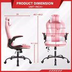 FDW Silla Gaming Silla de Oficina con Soporte Lumbar Silla de Videojuegos de Cuero PU para Adultos