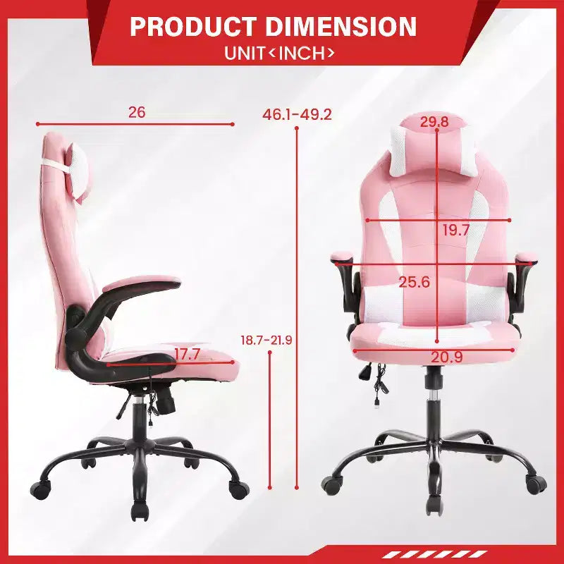 FDW Silla Gaming Silla de Oficina con Soporte Lumbar Silla de Videojuegos de Cuero PU para Adultos