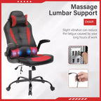 FDW Silla Gaming Silla de Oficina con Soporte Lumbar Silla de Videojuegos de Cuero PU para Adultos