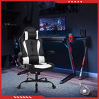 FDW Silla Gaming Silla de Oficina con Soporte Lumbar Silla de Videojuegos de Cuero PU para Adultos