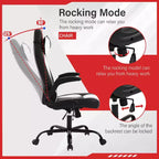 FDW Silla Gaming Silla de Oficina con Soporte Lumbar Silla de Videojuegos de Cuero PU para Adultos