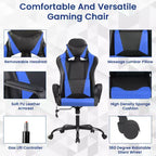 Silla BestMassage Gaming de oficina con respaldo alto y función de masaje con soporte lumbar, de piel sintética, giratoria con ruedas, para adultos y adolescentes