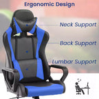 Silla BestMassage Gaming de oficina con respaldo alto y función de masaje con soporte lumbar, de piel sintética, giratoria con ruedas, para adultos y adolescentes