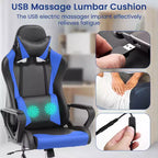 Silla BestMassage Gaming de oficina con respaldo alto y función de masaje con soporte lumbar, de piel sintética, giratoria con ruedas, para adultos y adolescentes