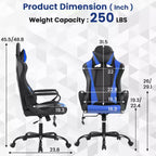 Silla BestMassage Gaming de oficina con respaldo alto y función de masaje con soporte lumbar, de piel sintética, giratoria con ruedas, para adultos y adolescentes