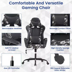 Silla BestMassage Gaming de oficina con respaldo alto y función de masaje con soporte lumbar, de piel sintética, giratoria con ruedas, para adultos y adolescentes