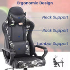 Silla BestMassage Gaming de oficina con respaldo alto y función de masaje con soporte lumbar, de piel sintética, giratoria con ruedas, para adultos y adolescentes