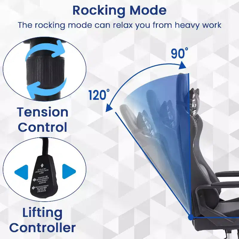 Silla BestMassage Gaming de oficina con respaldo alto y función de masaje con soporte lumbar, de piel sintética, giratoria con ruedas, para adultos y adolescentes