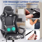 Silla BestMassage Gaming de oficina con respaldo alto y función de masaje con soporte lumbar, de piel sintética, giratoria con ruedas, para adultos y adolescentes