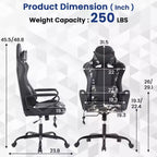 Silla BestMassage Gaming de oficina con respaldo alto y función de masaje con soporte lumbar, de piel sintética, giratoria con ruedas, para adultos y adolescentes