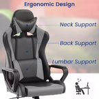 Silla BestMassage Gaming de oficina con respaldo alto y función de masaje con soporte lumbar, de piel sintética, giratoria con ruedas, para adultos y adolescentes