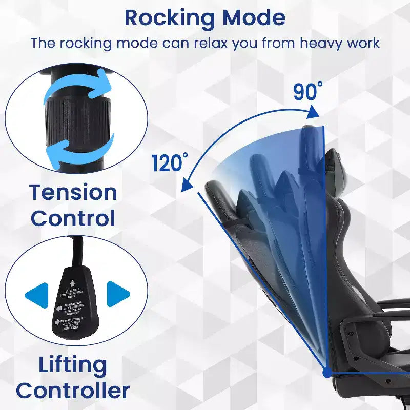 Silla BestMassage Gaming de oficina con respaldo alto y función de masaje con soporte lumbar, de piel sintética, giratoria con ruedas, para adultos y adolescentes